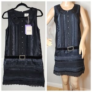 NWT Anna Sui × Target Black Mixed Fabric Sleeveless Crochet Satin Dress Size XS